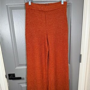 Women's Rust Orange Fuzzy Knit Pants